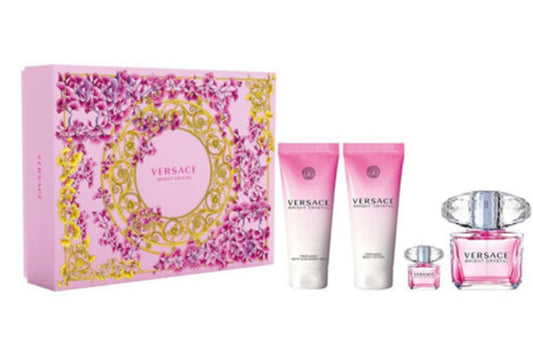 Versace Bright Crystal 3.0oz EDT & 3.4oz BL & 3.4oz SG & Mini